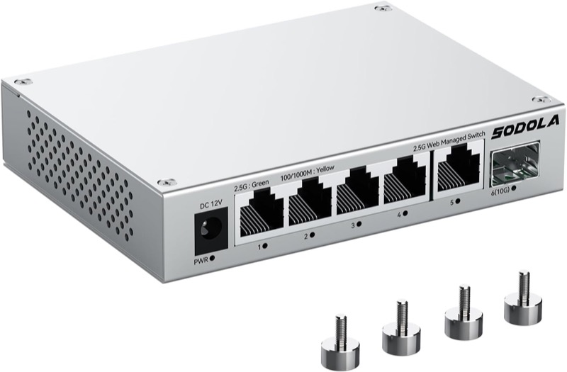SODOLA 5-port 2.5G managed switch with aluminum housing